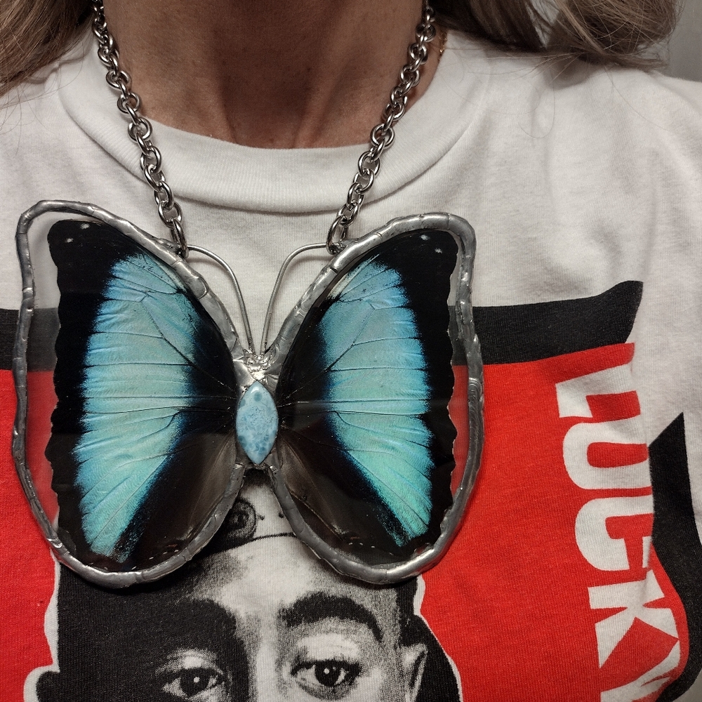 Real butterfly necklace